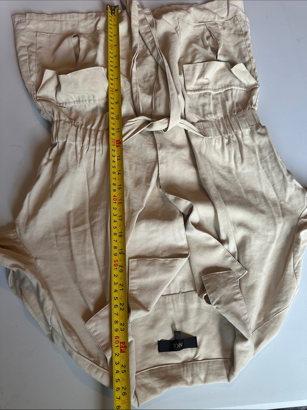 Women’s Cream Tie-Waist Utility Jacket with Front Flap Pockets - Picture 14 of 14
